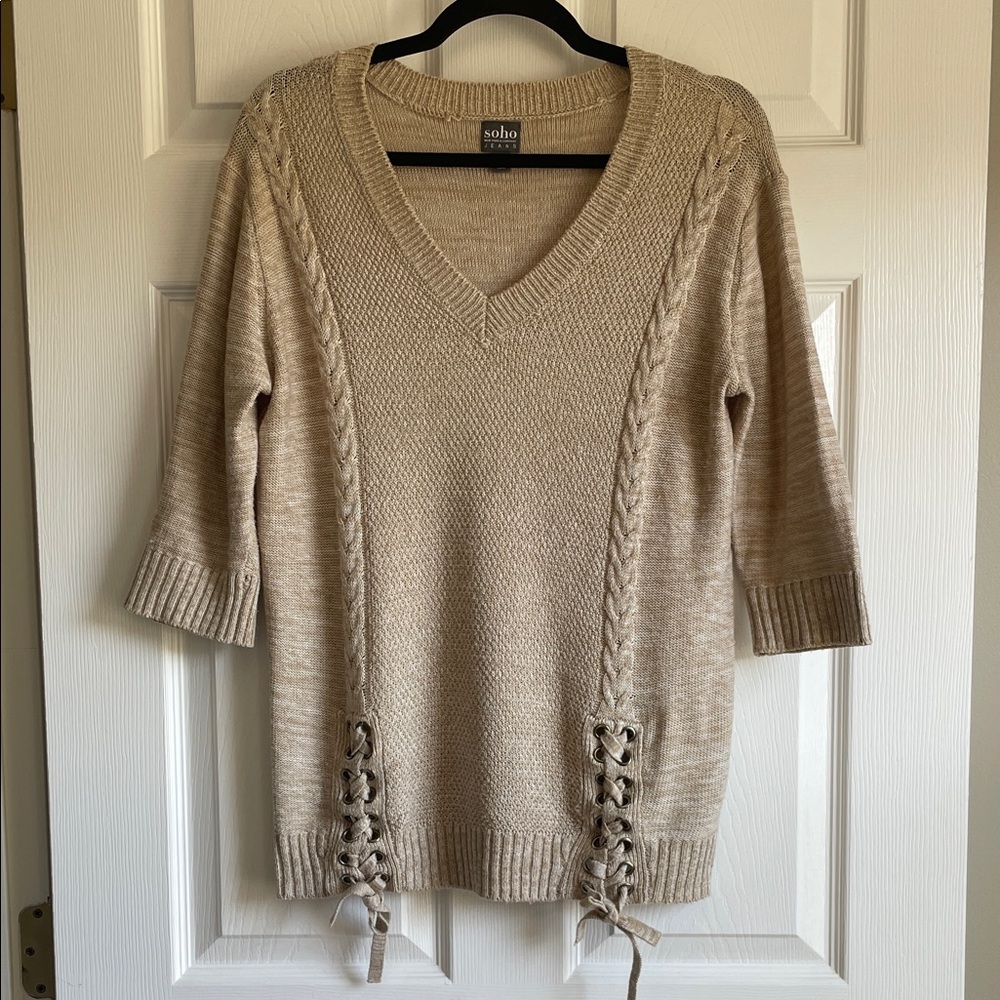 Soho NY & Co. V-Neck Sweater with Lace-Up Sides